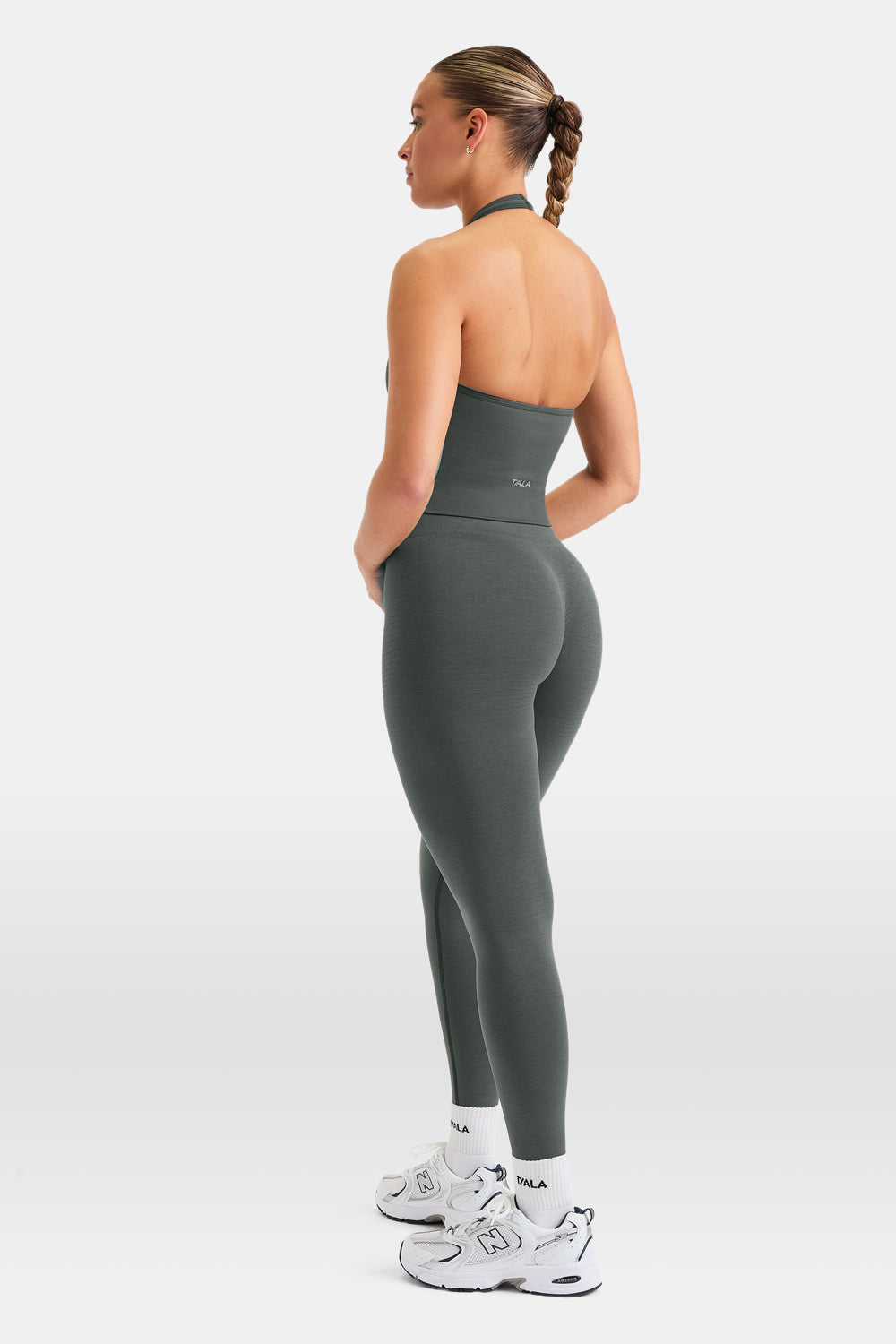 SCULPT SEAMLESS HALTER TANK - DARK OLIVE MARL