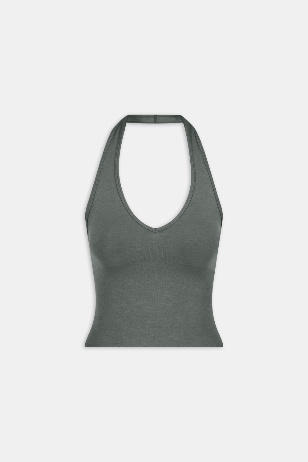 SCULPT SEAMLESS HALTER TANK - DARK OLIVE MARL