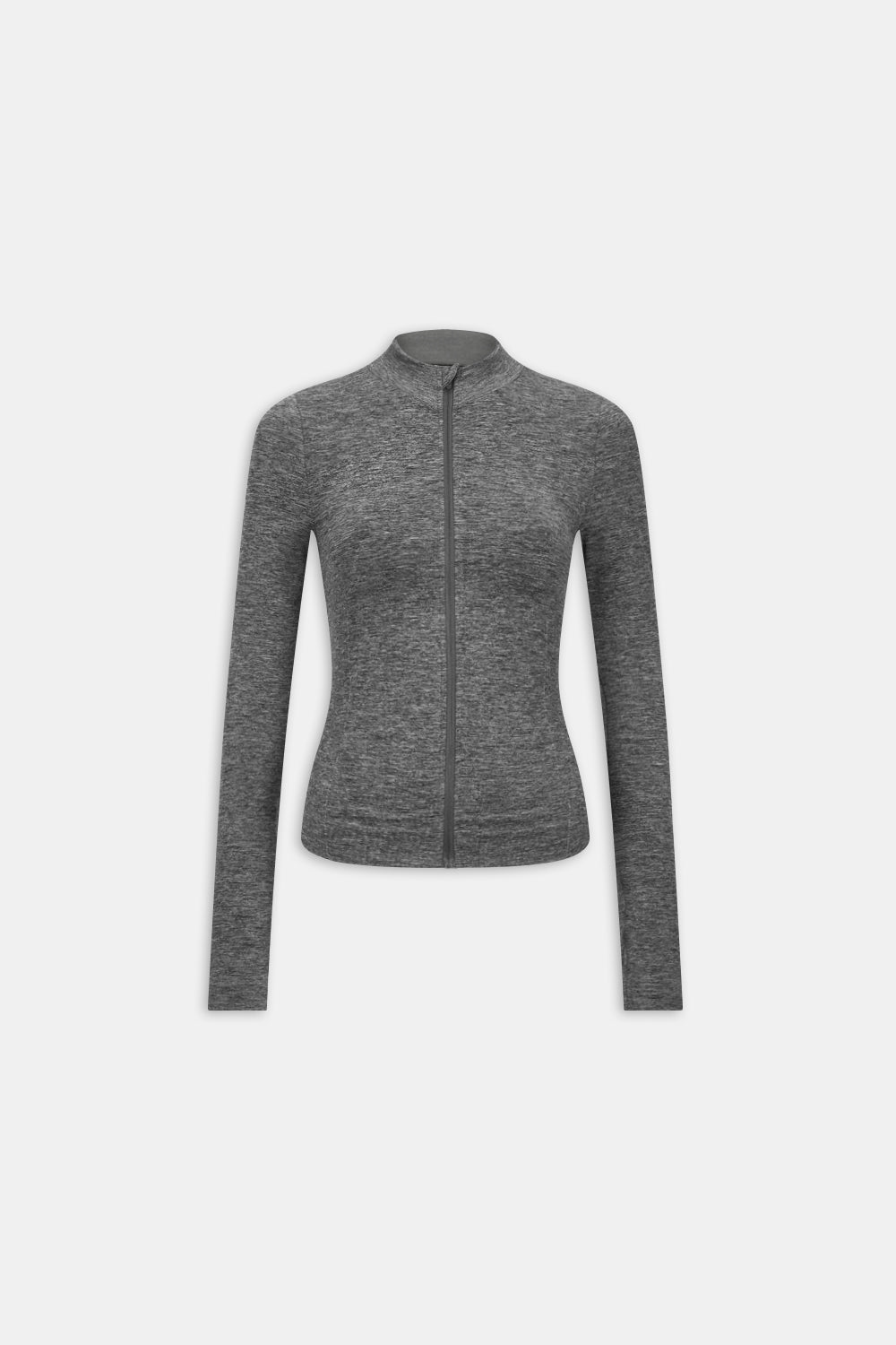 SCULPT SEAMLESS ZIP THROUGH LONGLINE JACKET - CHARCOAL MARL