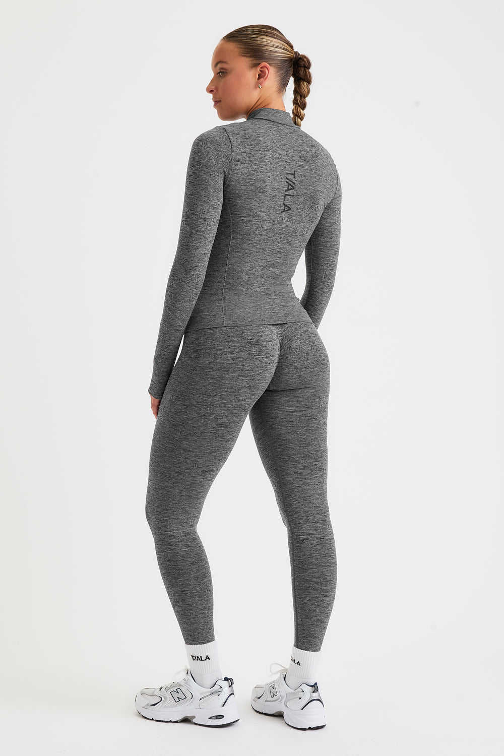 SCULPT SEAMLESS ZIP THROUGH LONGLINE JACKET - CHARCOAL MARL