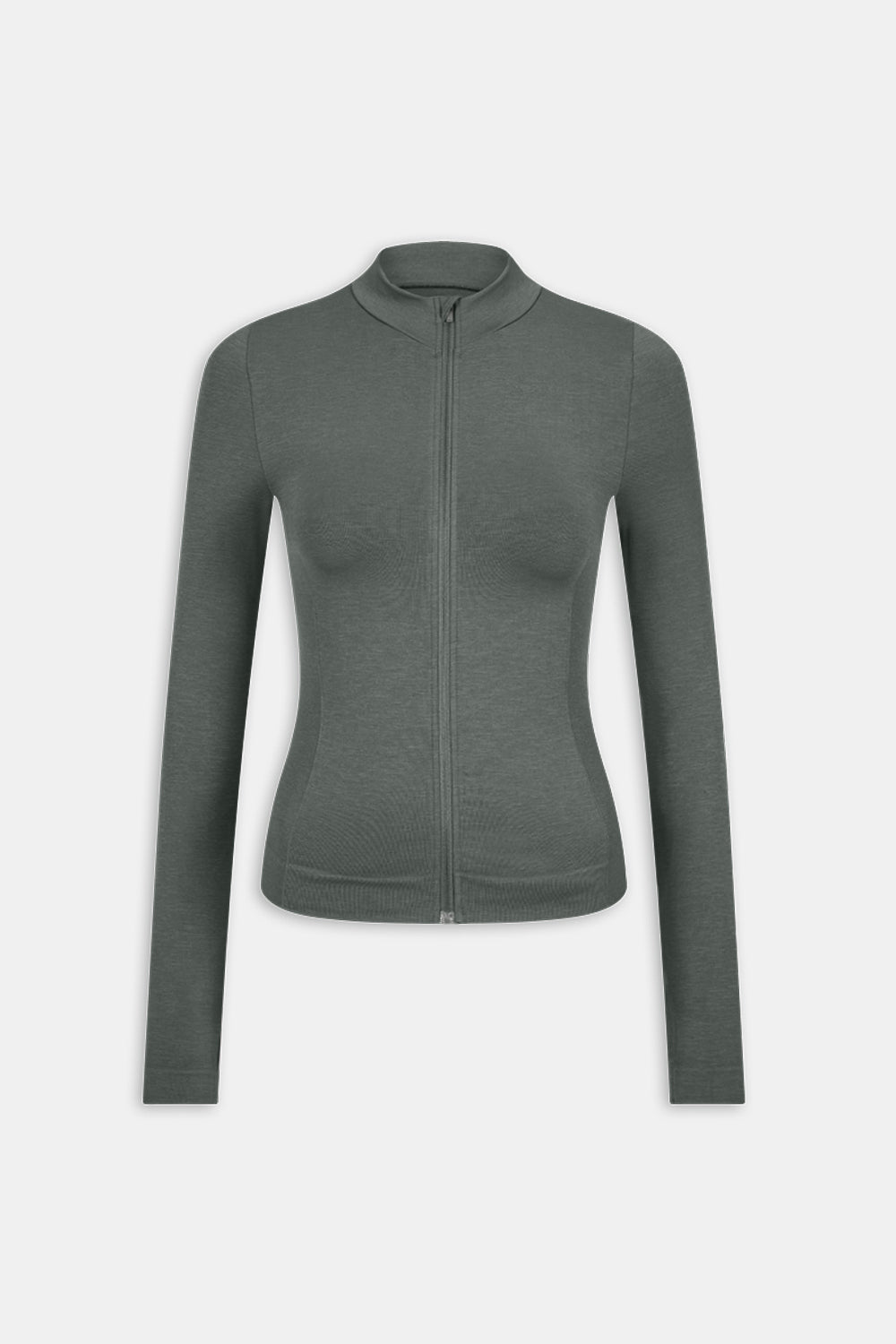 SCULPT SEAMLESS ZIP THROUGH LONGLINE JACKET - DARK OLIVE