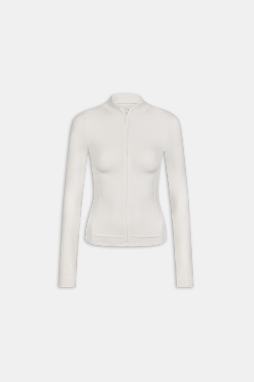 SCULPT SEAMLESS ZIP THROUGH LONGLINE JACKET - MILK MARL