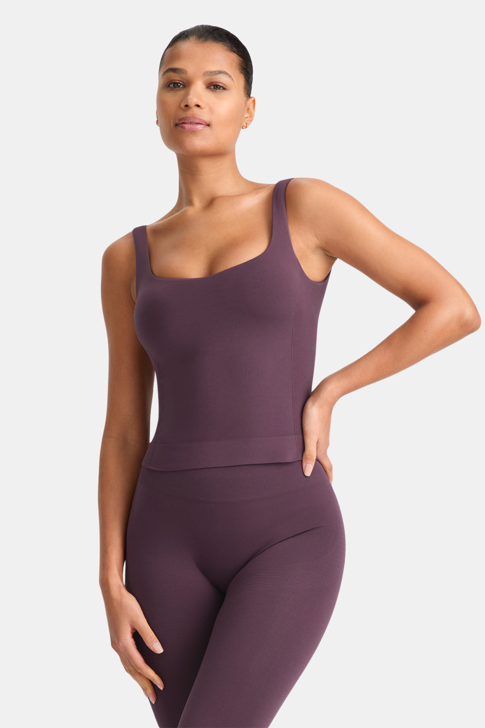 SCULPT SEAMLESS BUILT-IN BRA VEST - PLUM MARL