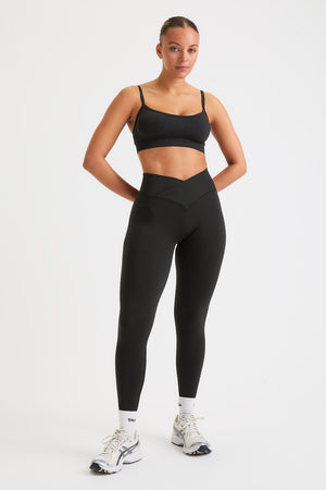 SCULPT SEAMLESS WRAP WAIST SCRUNCH LEGGING - BLACK MARL