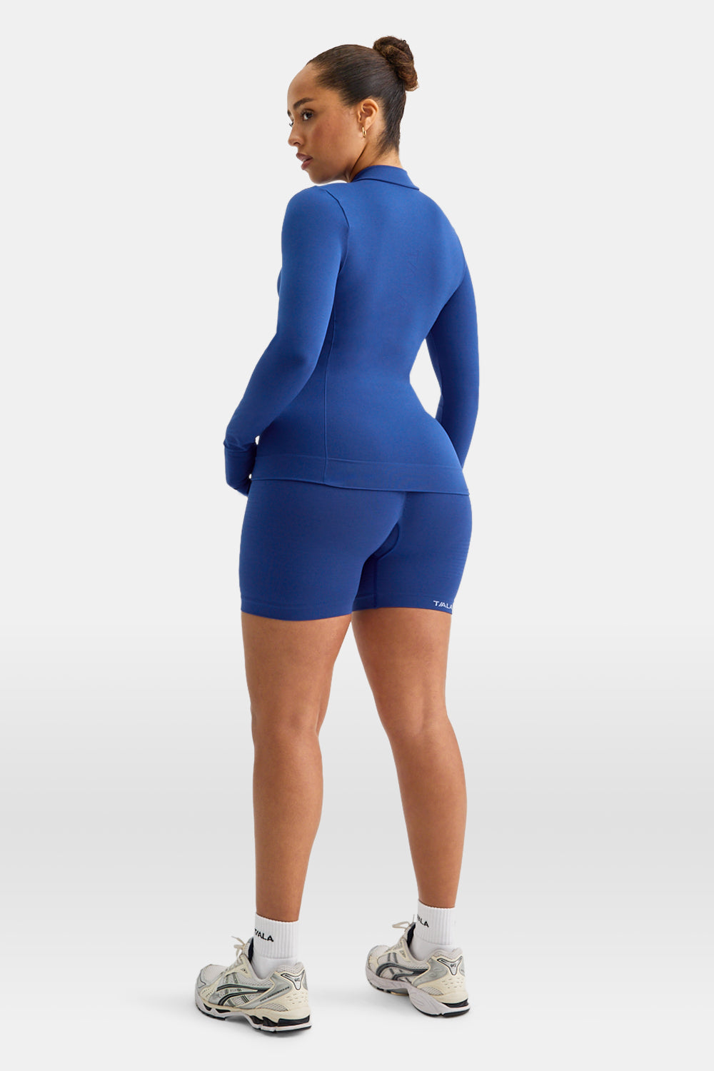 SCULPT SEAMLESS ZIP THROUGH LONGLINE JACKET - COBALT BLUE