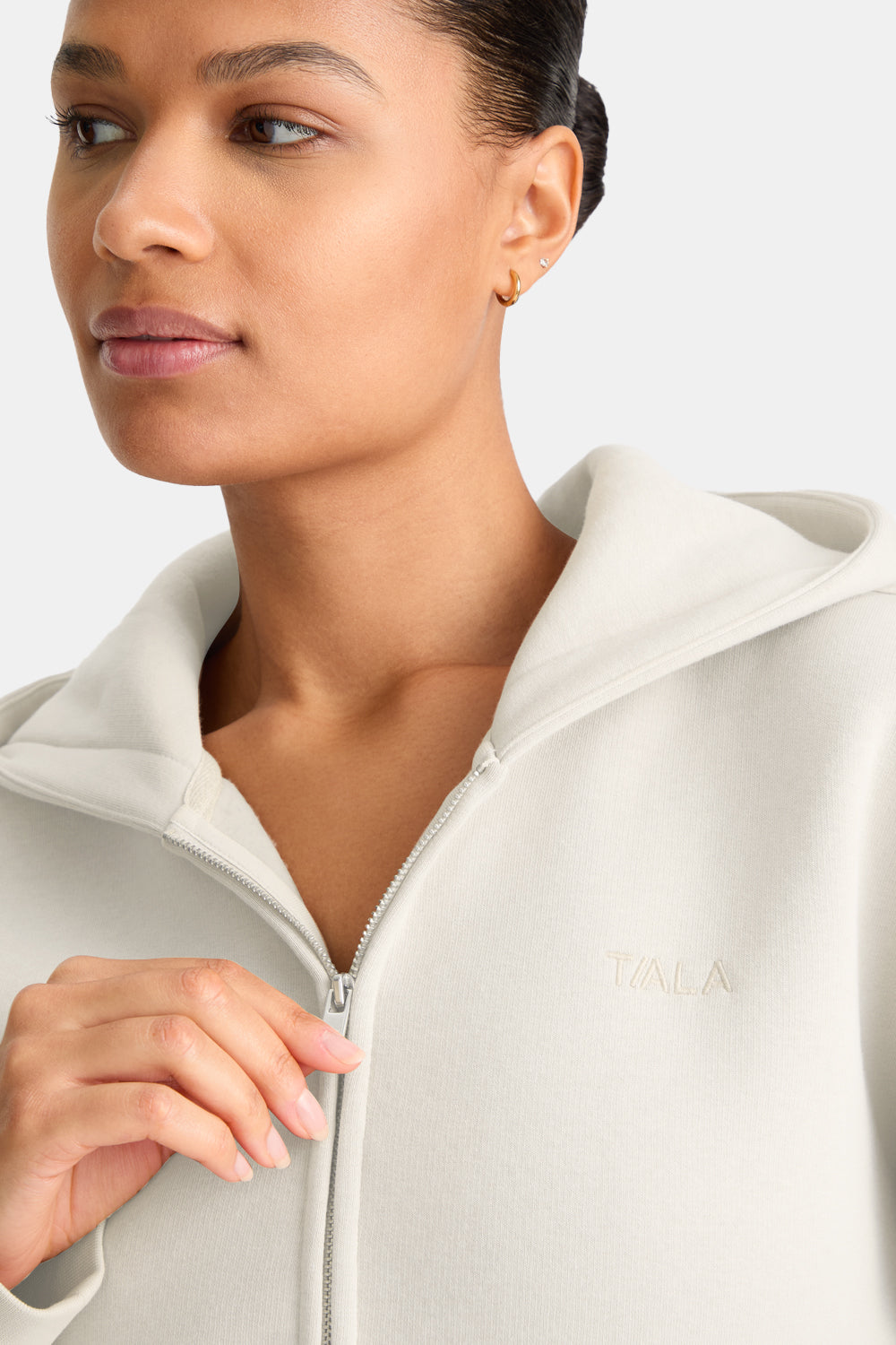 COCOON ZIP THROUGH SWEATER - CHAI LATTE