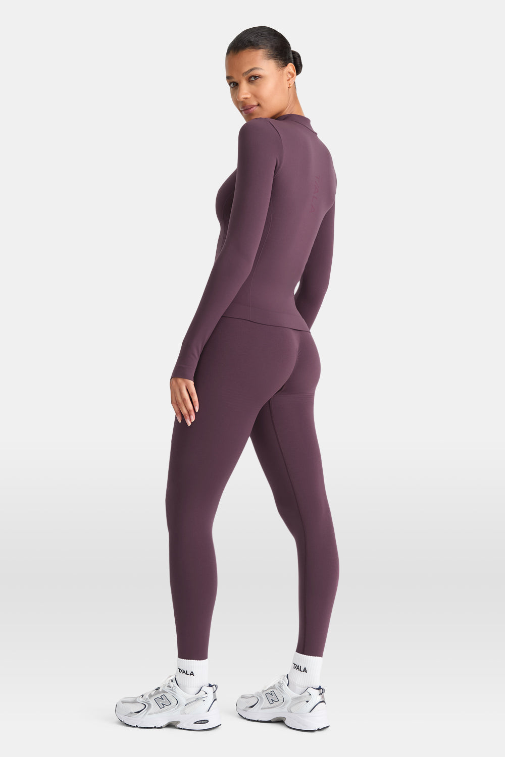 SCULPT SEAMLESS ZIP THROUGH LONGLINE JACKET - PLUM MARL