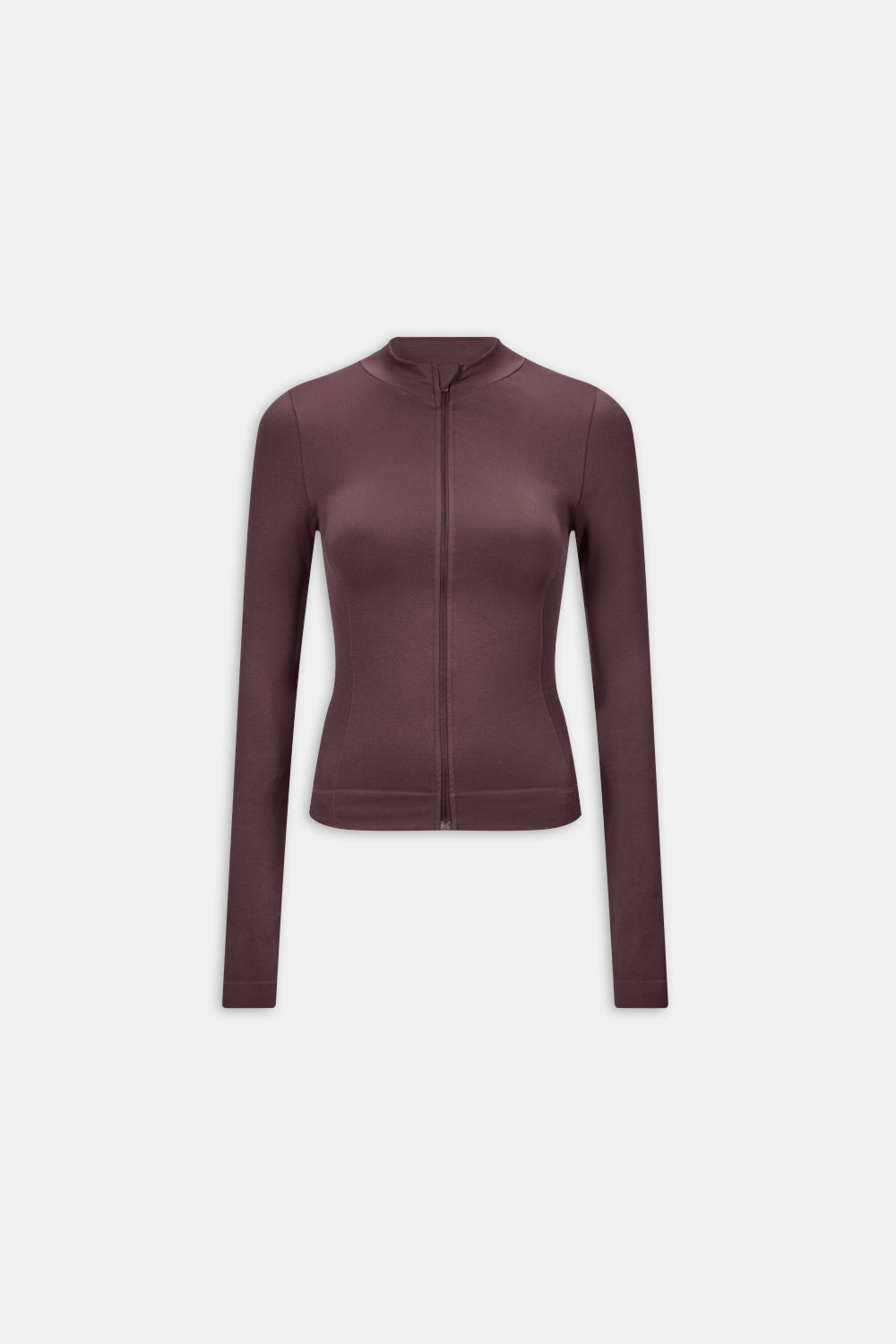 SCULPT SEAMLESS ZIP THROUGH LONGLINE JACKET - PLUM MARL