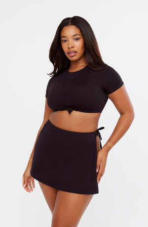 ST BARTH'S TIE SIDE SWIM SKIRT - BLACK