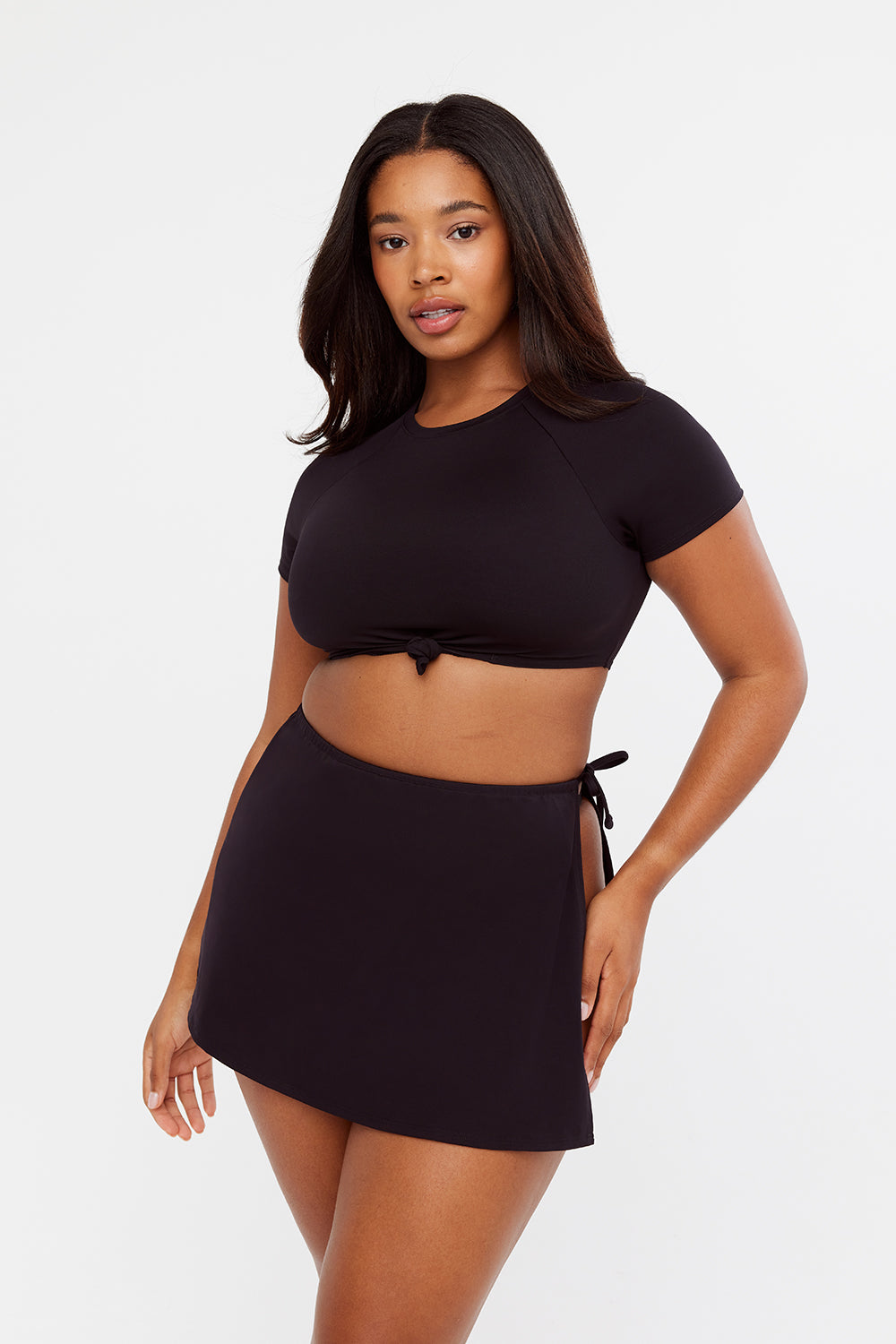 ST BARTH'S TIE SIDE SWIM SKIRT - BLACK