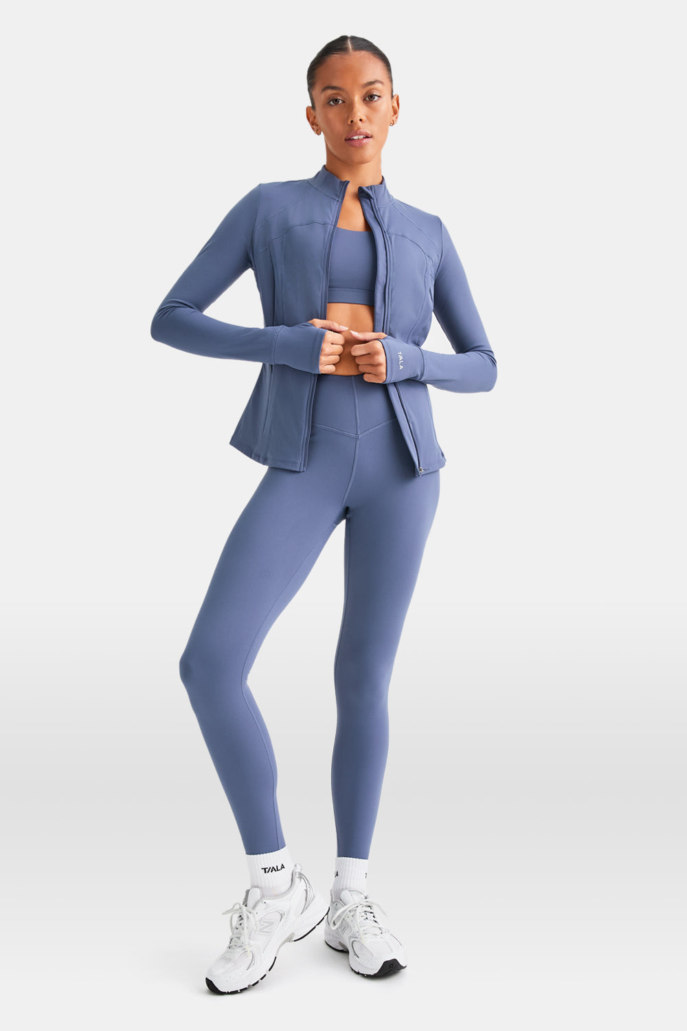 SKINLUXE ZIP THROUGH FULL LENGTH RUNNING TOP - VINTAGE BLUE