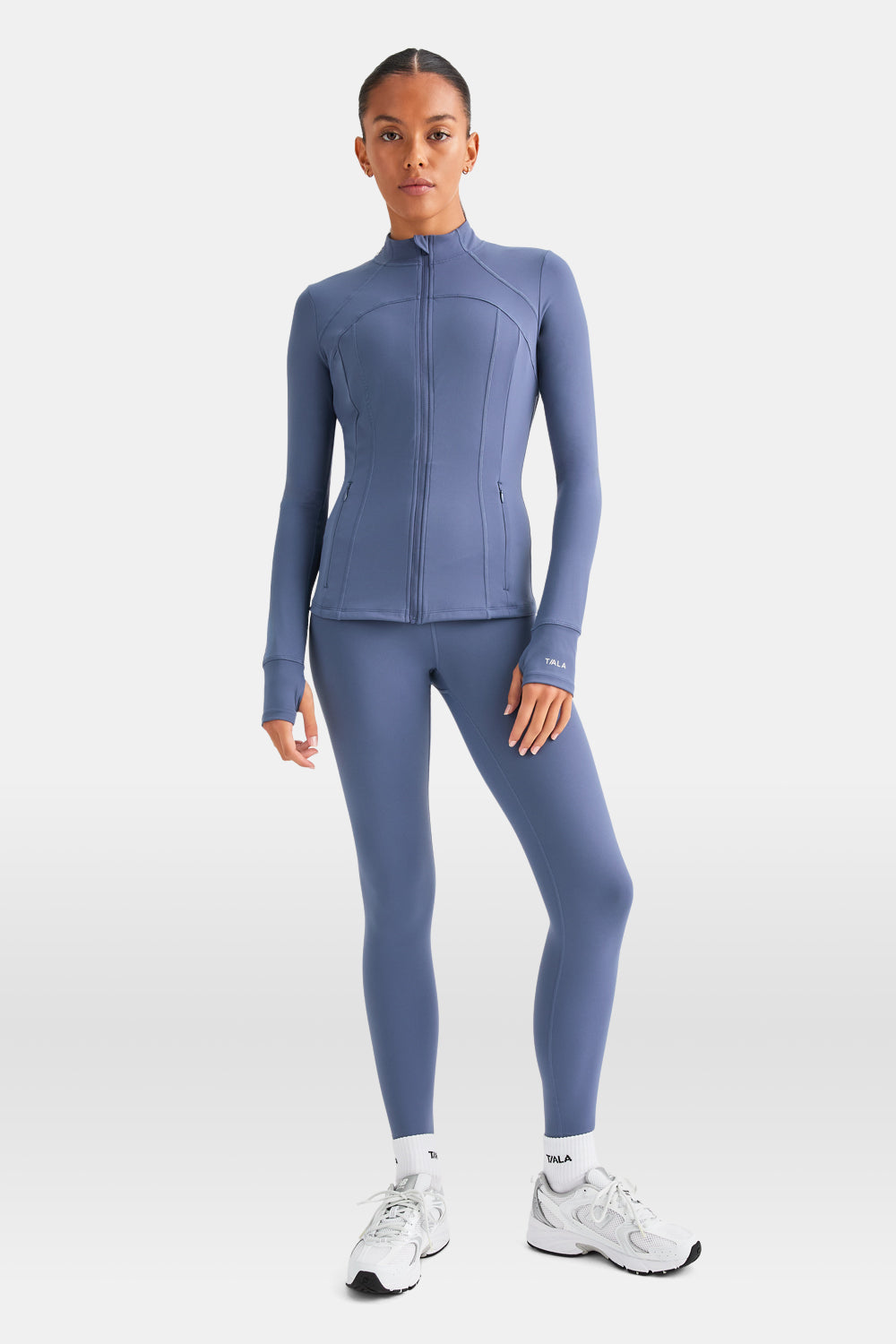 SKINLUXE ZIP THROUGH FULL LENGTH RUNNING TOP - VINTAGE BLUE