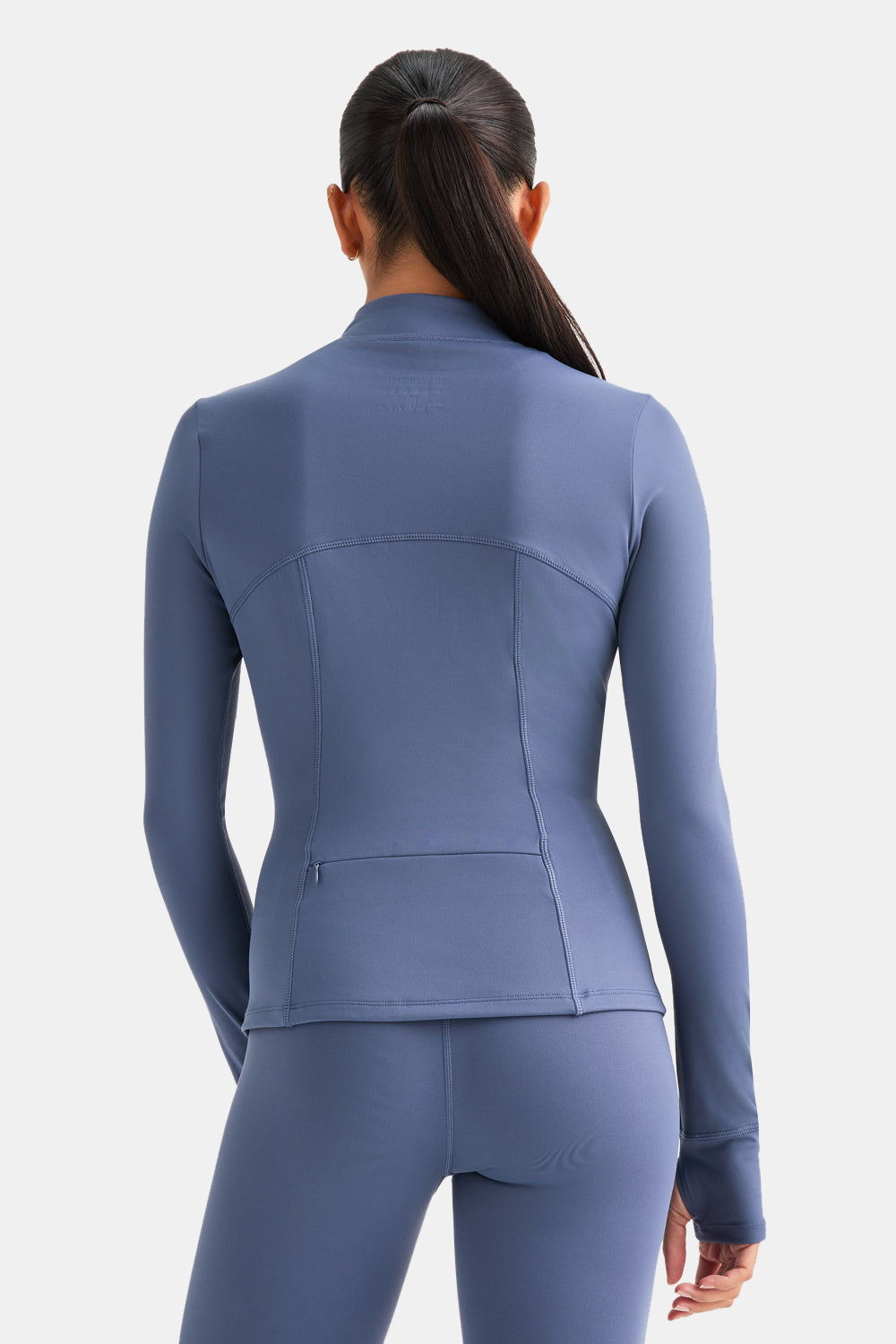 SKINLUXE ZIP THROUGH FULL LENGTH RUNNING TOP - VINTAGE BLUE