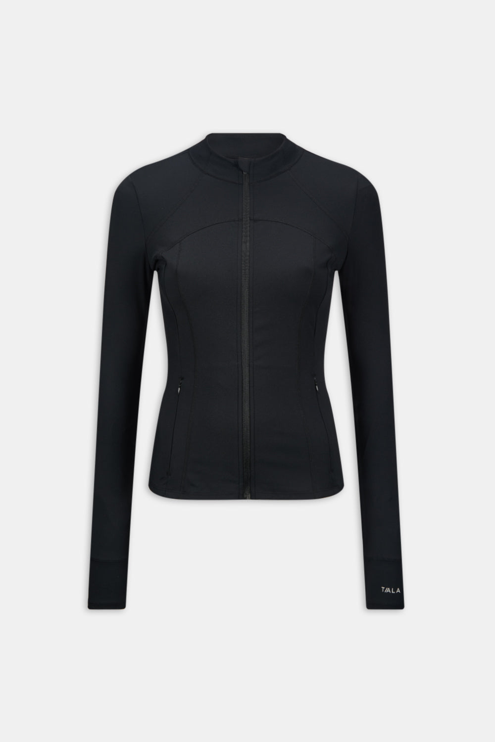 SKINLUXE ZIP THROUGH FULL LENGTH RUNNING TOP - SHADOW BLACK