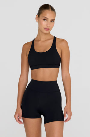 SKINLUXE CROPPED TANK SPORTS BRA - SHADOW BLACK