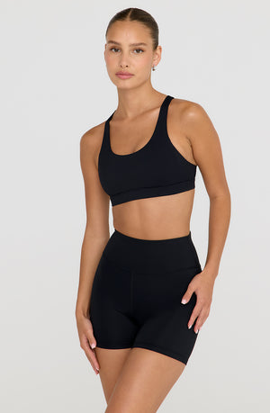 SKINLUXE CROPPED TANK SPORTS BRA - SHADOW BLACK