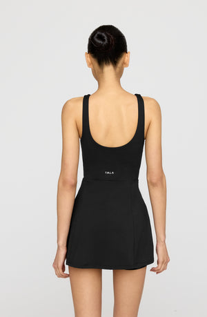 SKINLUXE BUILT-IN SUPPORT SIDE SPLIT ACTIVE DRESS - SHADOW BLACK