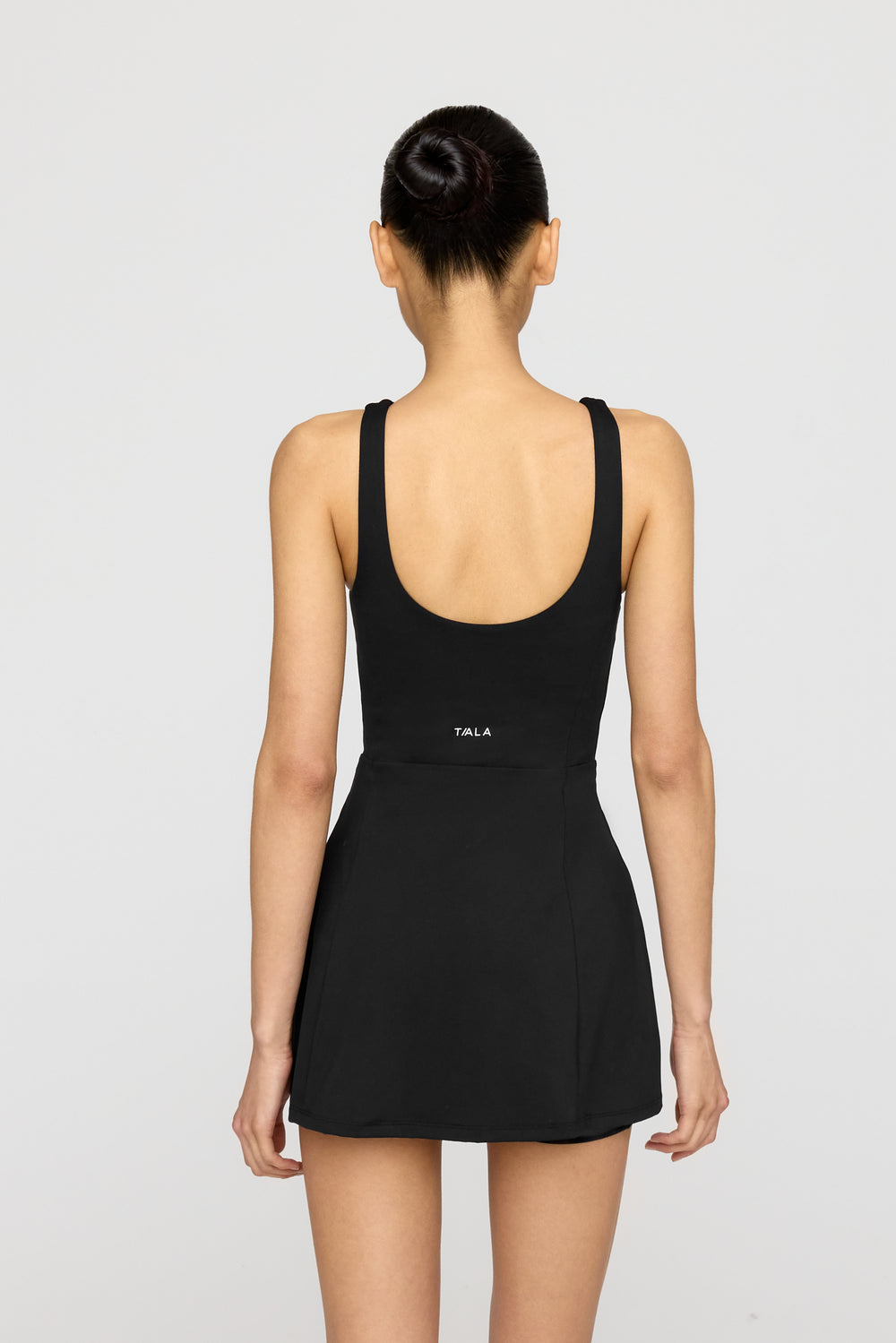 SKINLUXE BUILT-IN SUPPORT SIDE SPLIT ACTIVE DRESS - SHADOW BLACK