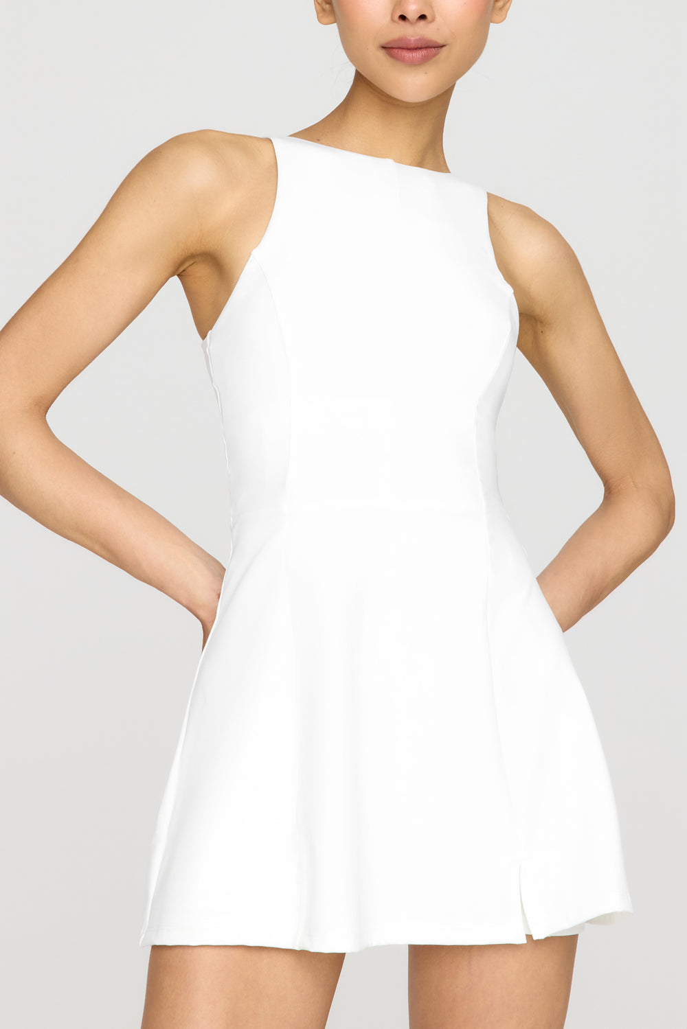 SKINLUXE BUILT-IN SUPPORT SIDE SPLIT ACTIVE DRESS - COCONUT MILK