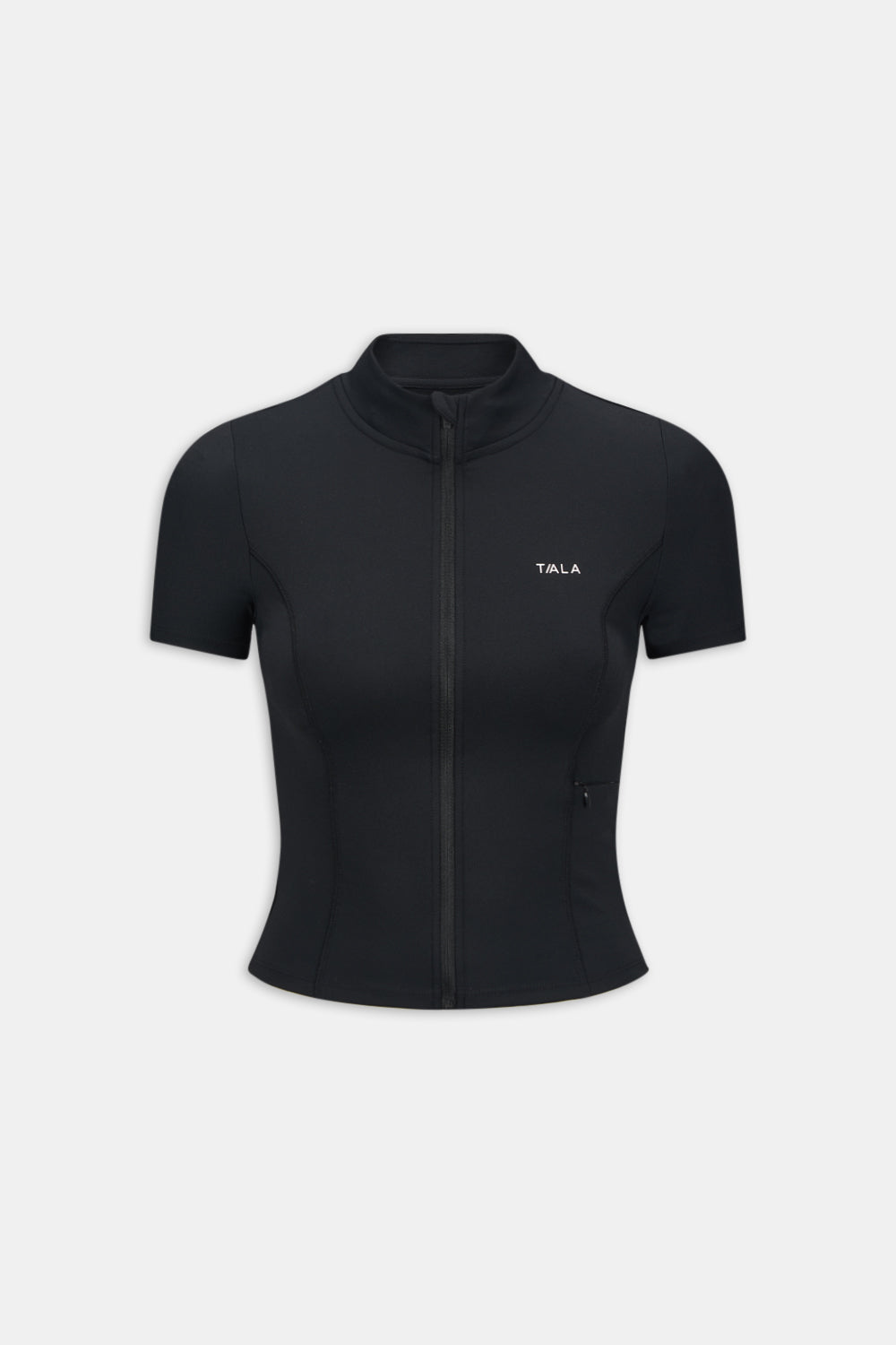 SKINLUXE SHORT SLEEVE ZIP THROUGH RUNNING TOP - SHADOW BLACK