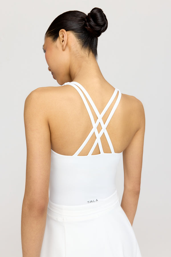 SKINLUXE BUILT-IN SUPPORT STRAPPY BACK CAMI TOP - COCONUT MILK