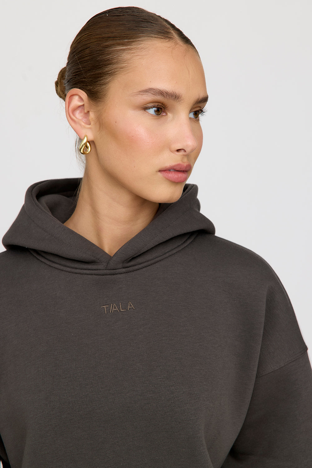 LOVE MORE OVERSIZED HOODIE - SLATE BROWN