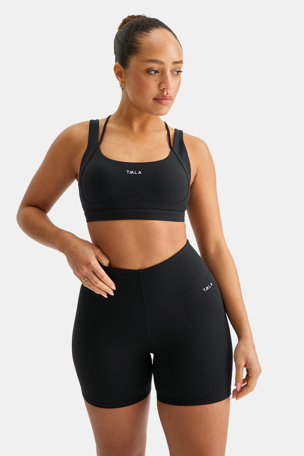 SKINLUXE CONTOUR SCOOP BACK SPORTS BRA - SHADOW BLACK