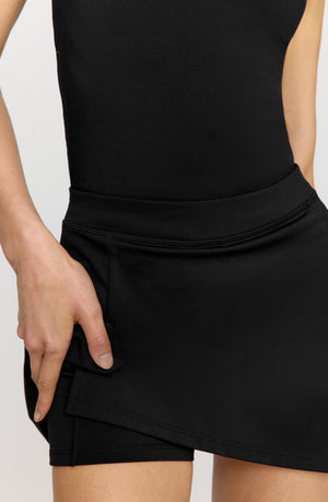 SKINLUXE SIDE SPLIT SKORT - SHADOW BLACK