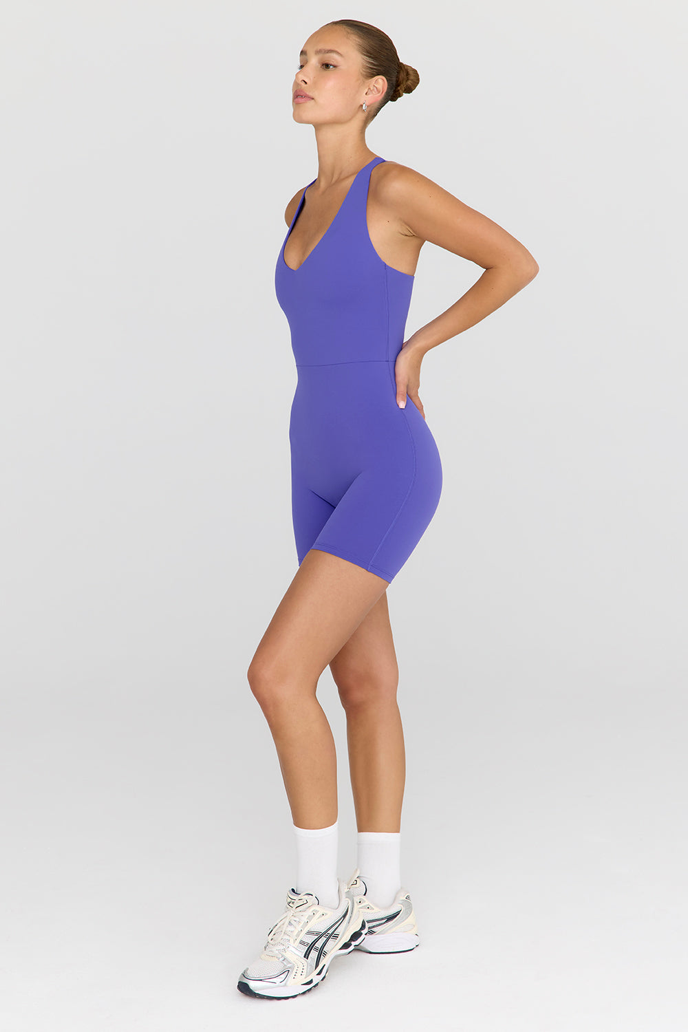 SKINLUXE BUILT-IN SUPPORT STRAPPY BACK UNITARD - GRAPE