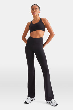 SKINLUXE V-WAIST HIGH WAISTED FLARED LEGGING - SHADOW BLACK