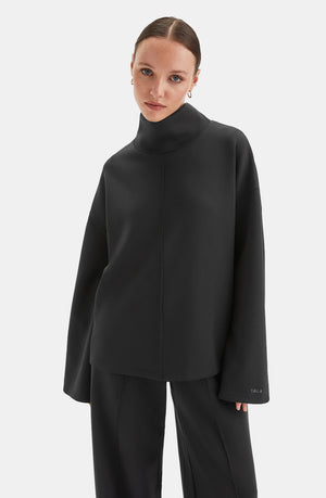 SOFTSMART FUNNEL NECK SWEATSHIRT - BLACK