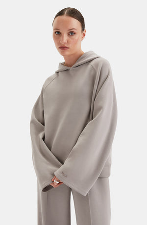 SOFTSMART FLARED SLEEVE HOODIE - PEBBLE