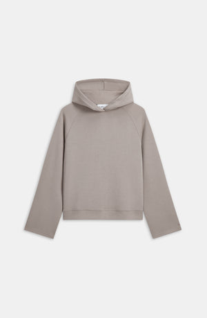 SOFTSMART FLARED SLEEVE HOODIE - PEBBLE