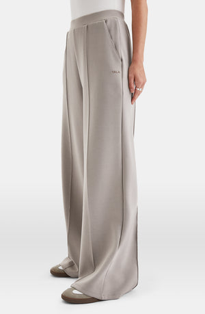 SOFTSMART ELEVATED WIDE LEG JOGGER - PEBBLE