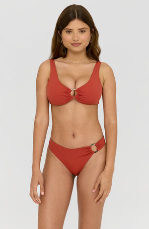 NIXIE ASYMMETRIC RING BIKINI BRIEF - RUST ORANGE