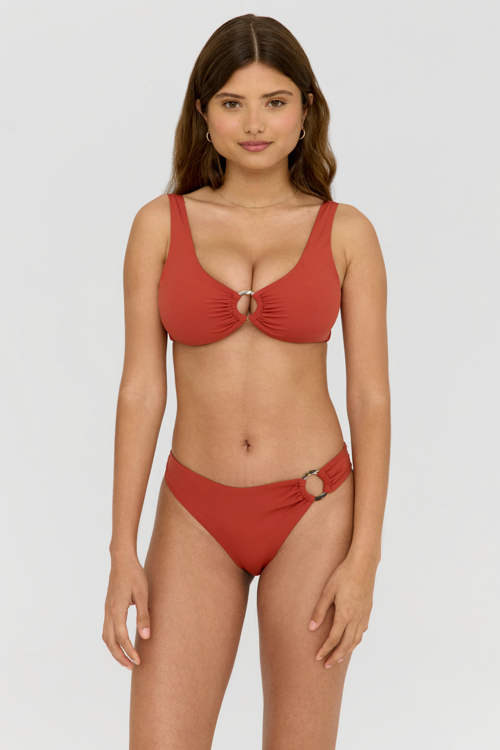 NIXIE ASYMMETRIC RING BIKINI BRIEF - RUST ORANGE