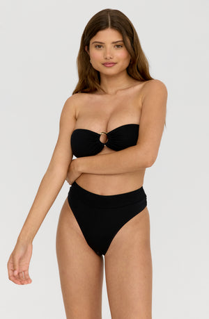 TIERRA HIGH WAISTED CHEEKY BIKINI BRIEF - SHADOW BLACK