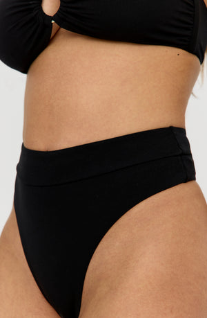 TIERRA HIGH WAISTED CHEEKY BIKINI BRIEF - SHADOW BLACK