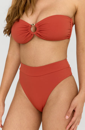 TIERRA HIGH WAISTED CHEEKY BIKINI BRIEF - RUST ORANGE