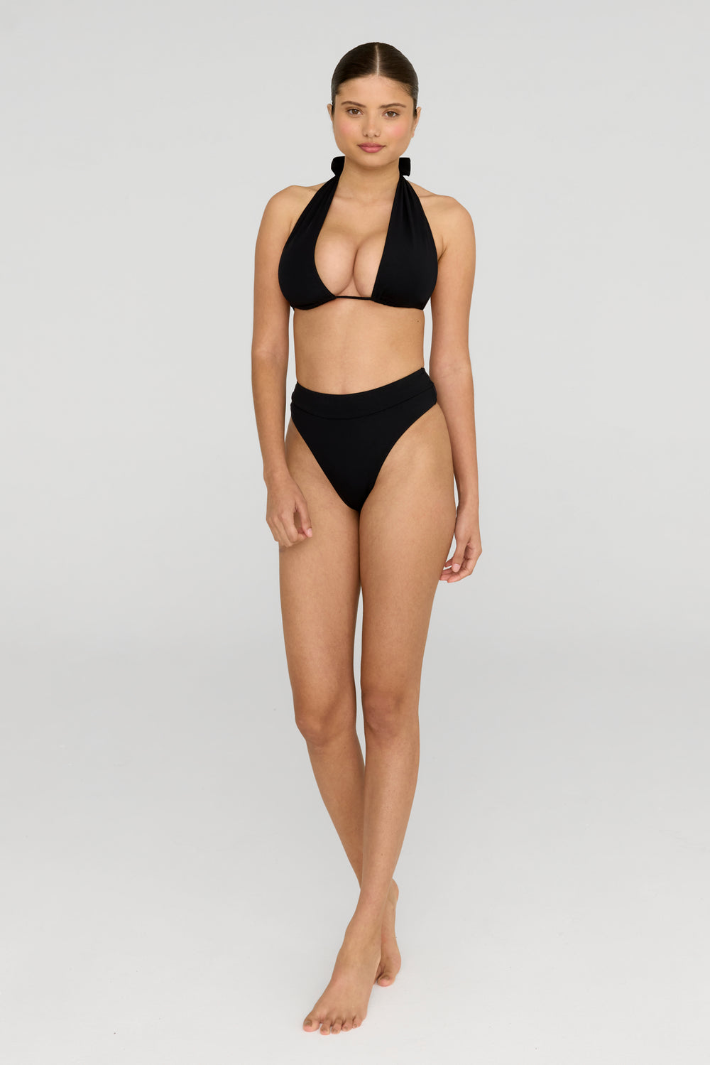 CELESTE MULTIWAY HALTER BIKINI TOP - SHADOW BLACK