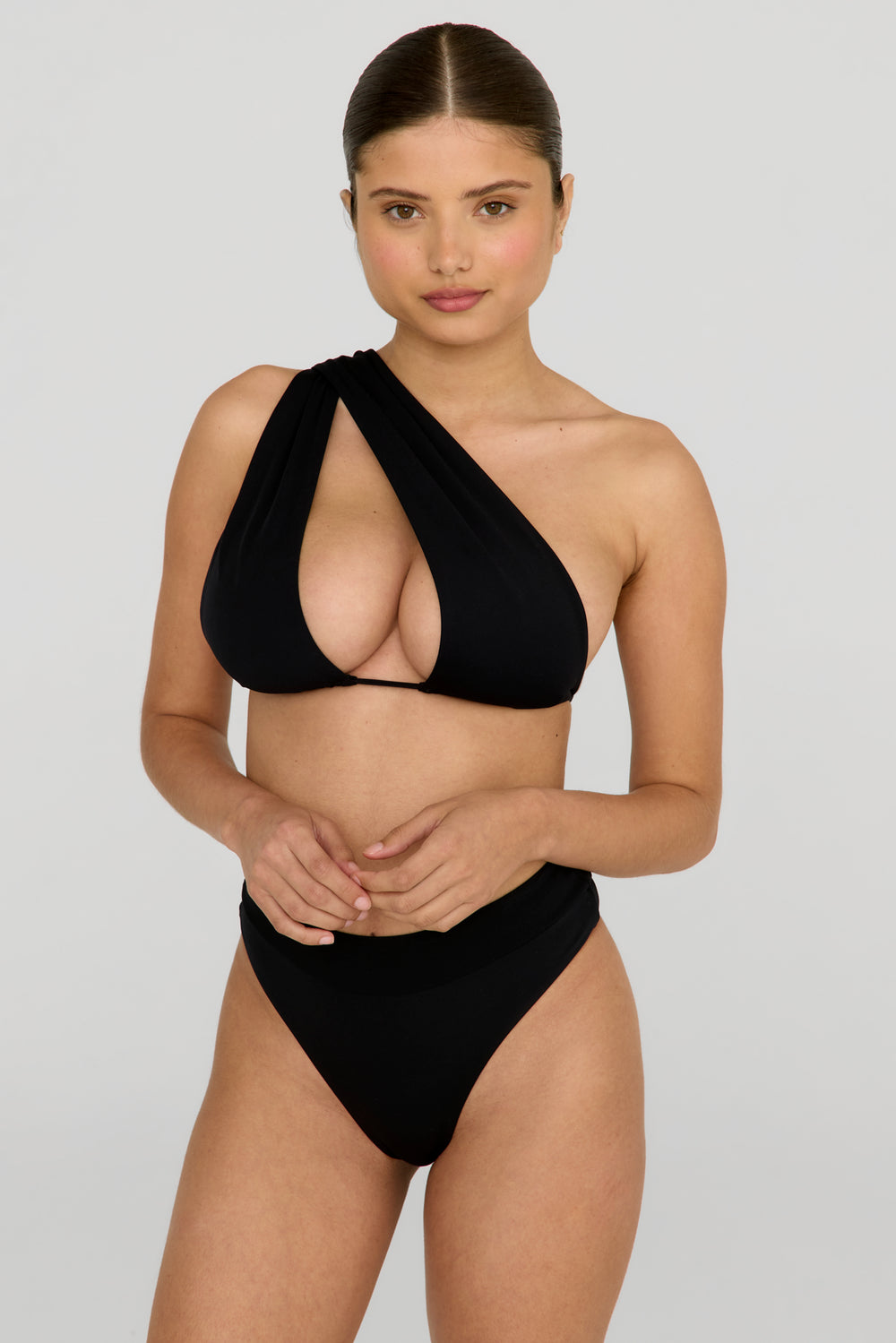 CELESTE MULTIWAY HALTER BIKINI TOP - SHADOW BLACK