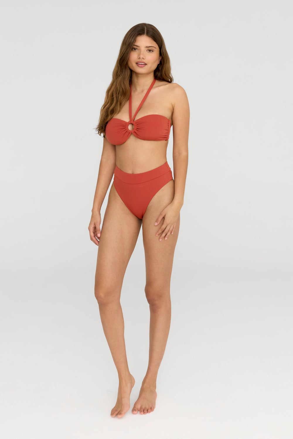 MARNIE MULTIWAY BANDEAU RING BIKINI TOP - RUST ORANGE