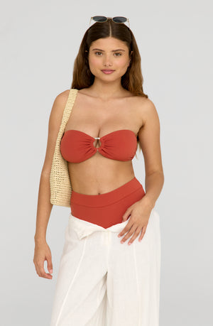 MARNIE MULTIWAY BANDEAU RING BIKINI TOP - RUST ORANGE