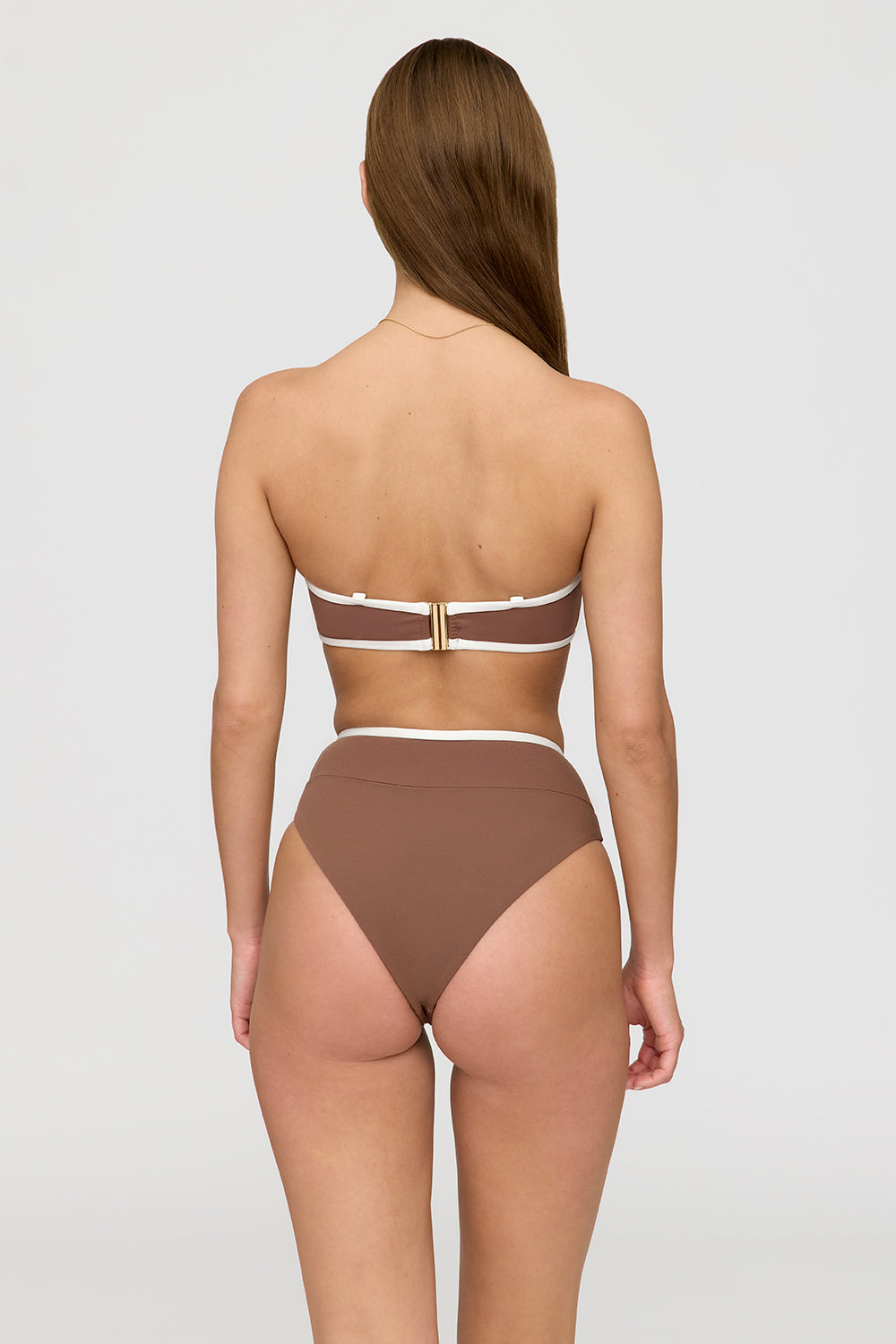 PALMA CONTRAST TRIM WRAP WAIST BIKINI BRIEF - TERRACOTTA AND COCONUT MILK