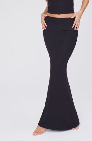 365 SCULPTING LOUNGE MULTIWAY FOLD WAIST MAXI SKIRT - SHADOW BLACK