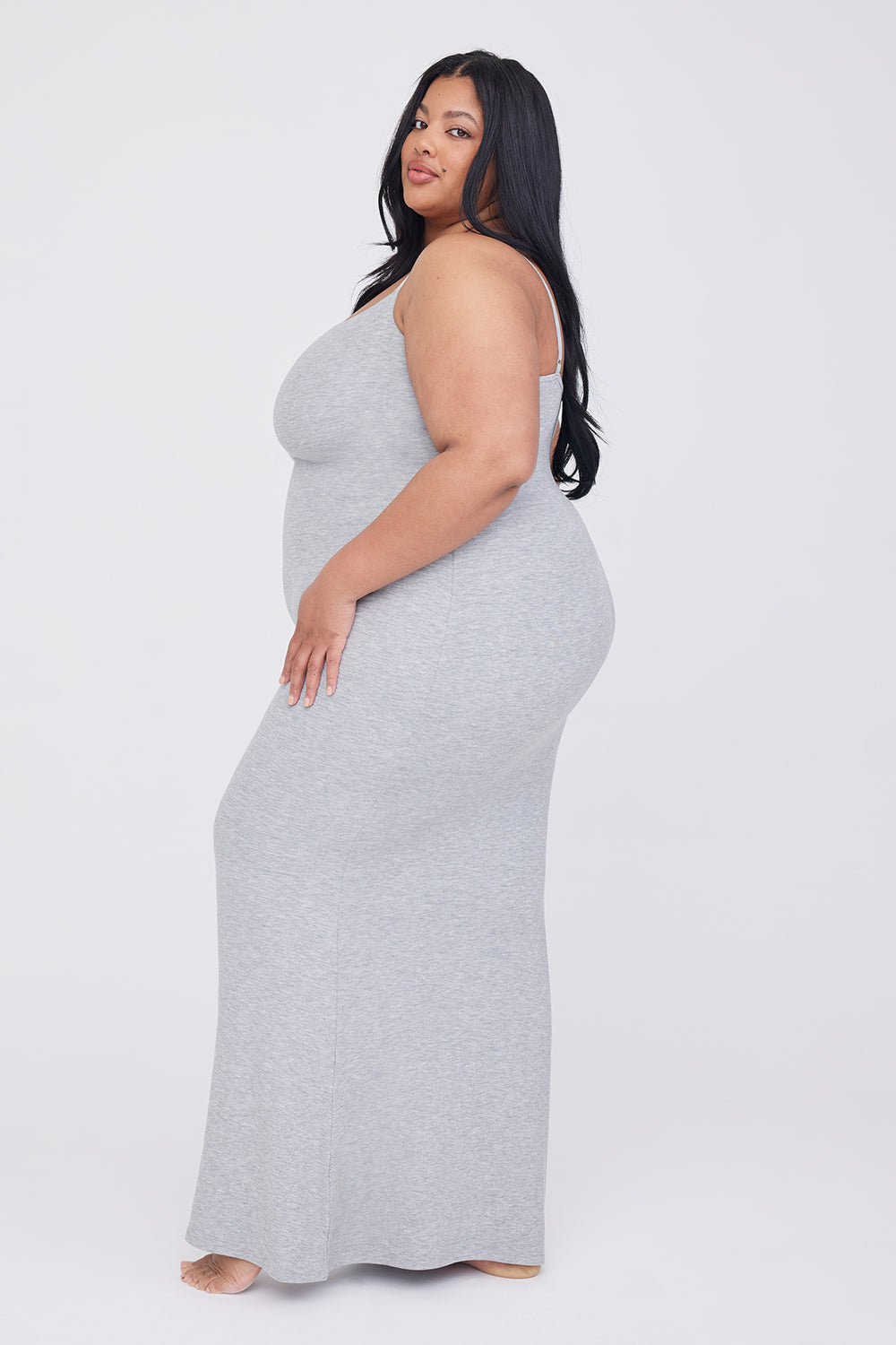 365 SCULPTING LOUNGE CAMI MAXI DRESS - GREY MARL