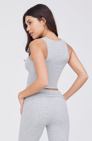 365 SCULPTING LOUNGE RIBBED TANK - GREY MARL