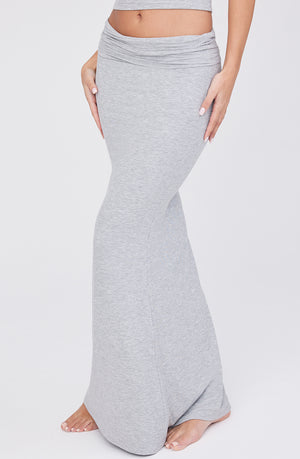 365 SCULPTING LOUNGE MULTIWAY FOLD WAIST MAXI SKIRT - GREY MARL