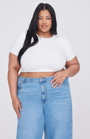 365 SCULPTING LOUNGE SHORT SLEEVE CROP T-SHIRT - COCONUT MILK