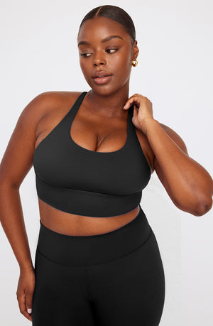 SKINLUXE LONGLINE TANK SPORTS BRA - SHADOW BLACK